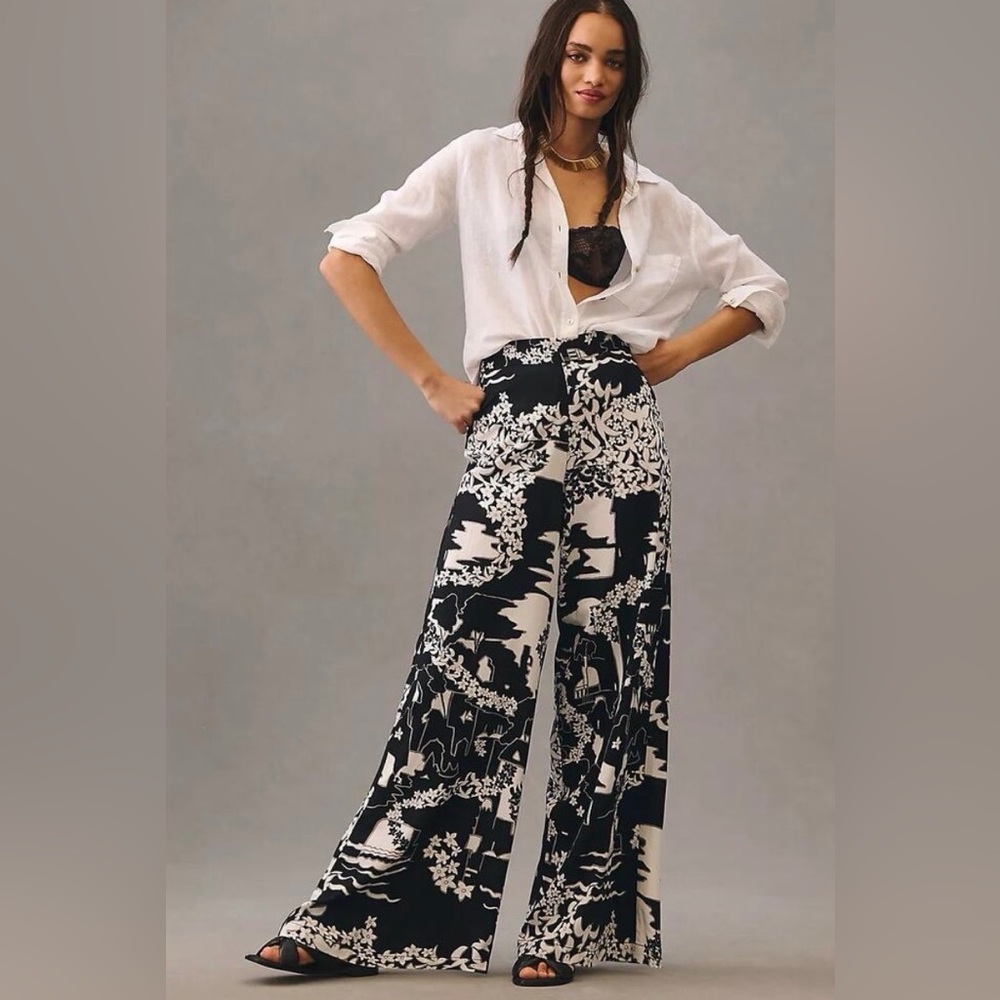 NWT Anthropologie Tiny Printed Wide Leg Pants, 10